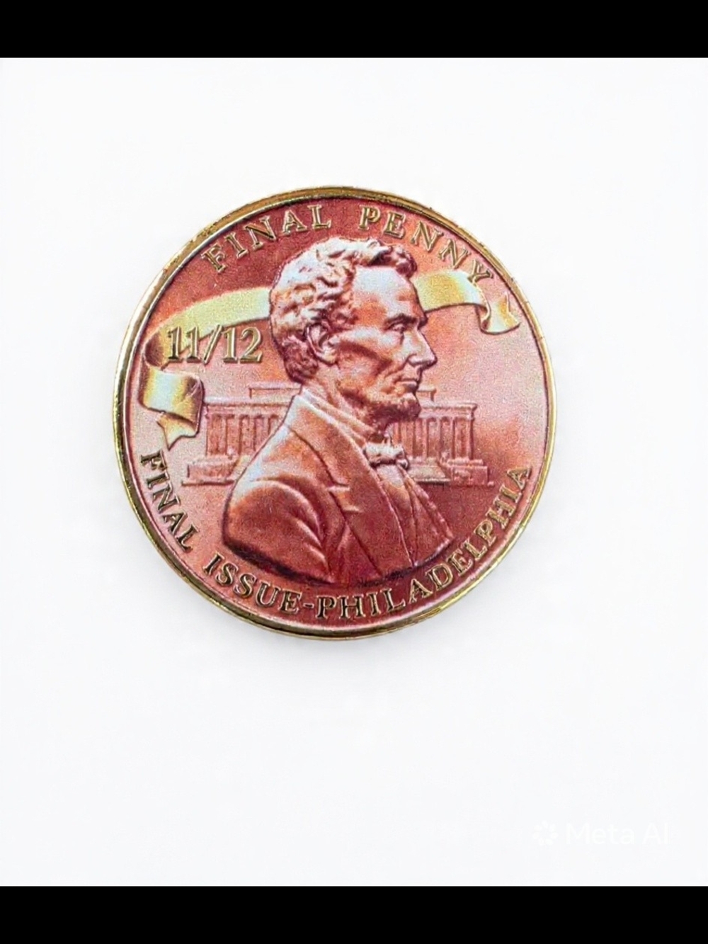 Commemorative Lincoln Final Penny Enamel Pin - Copper & Gold